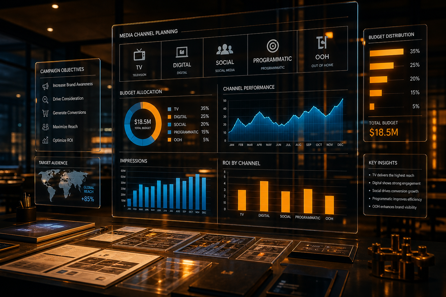 ABHOSTER LTD media buying and planning interface with channel budget allocation